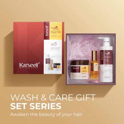 Karseell Collagen Hair Treatment Deep Repair Conditioning, Hair mask Shampoo and Argan Oil Set for Dry Damaged Hair All Hair Types (3)