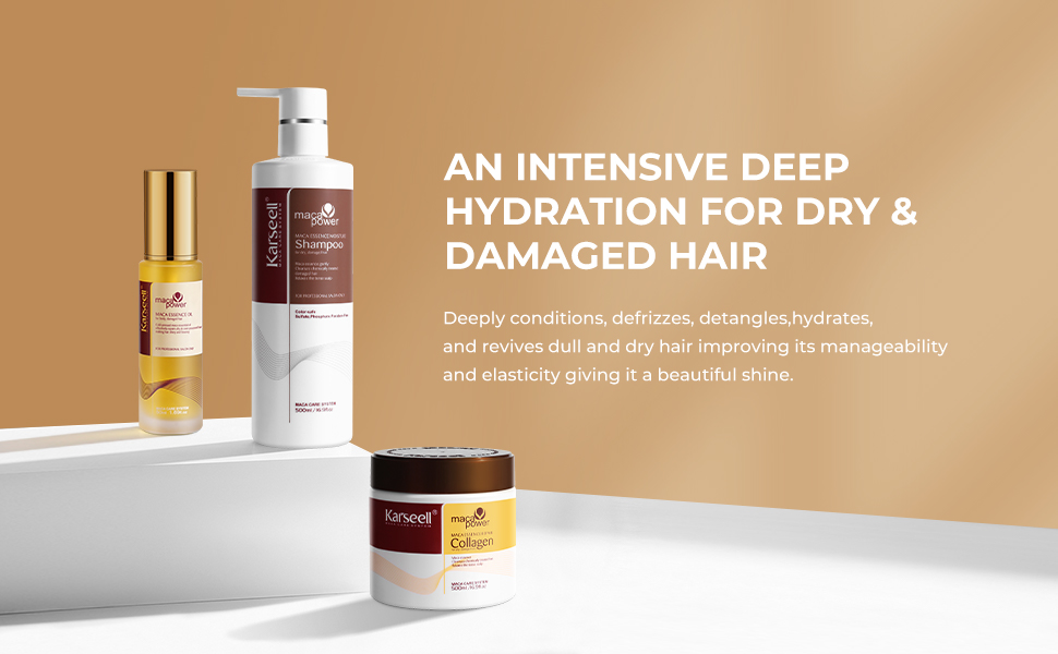 Karseell Collagen Hair Treatment Deep Repair Conditioning, Hair mask Shampoo and Argan Oil Set for Dry Damaged Hair All Hair Types (3)